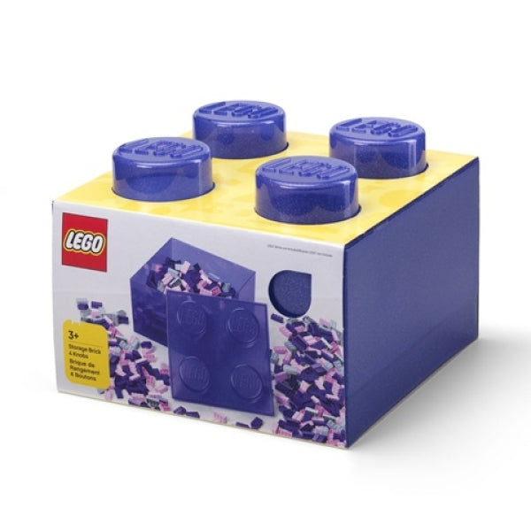 LEGO Opbergbox 4 met Deksel GLITTER TRANSPARANT PAARS