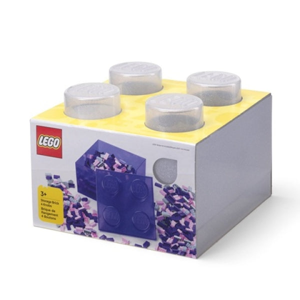 LEGO Opbergbox 4 met Deksel GLITTER TRANSPARANT