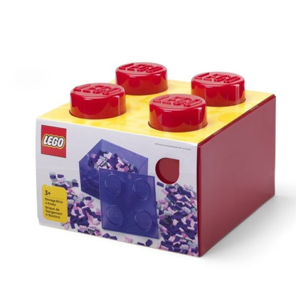 LEGO Opbergbox 4 met Deksel TRANSPARANT ROOD