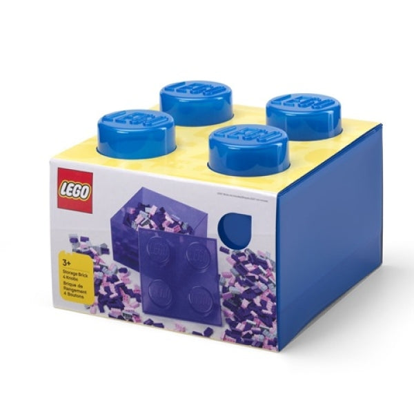 LEGO Opbergbox 4 met Deksel TRANSPARANT DONKERBLAUW
