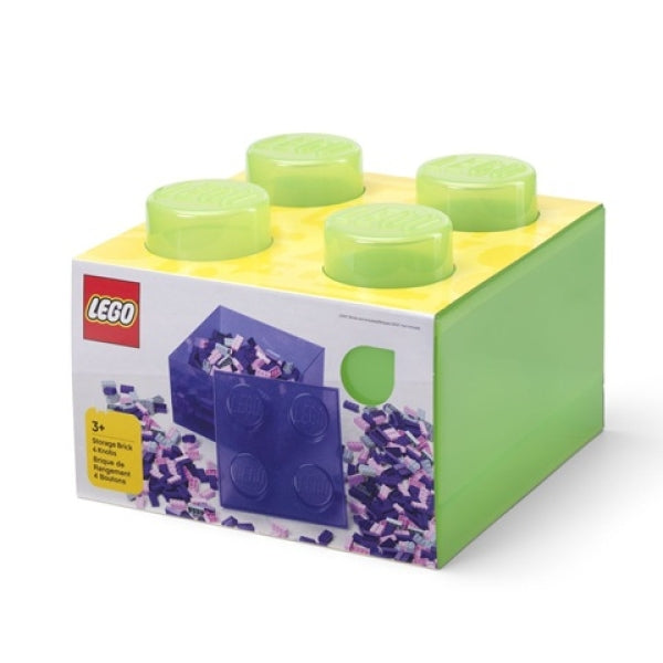 LEGO Opbergbox 4 met Deksel TRANSNEON GROEN