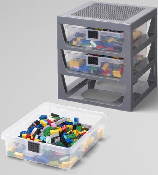 LEGO Iconic 3-Lades Opbergrek DONKERGRIJS