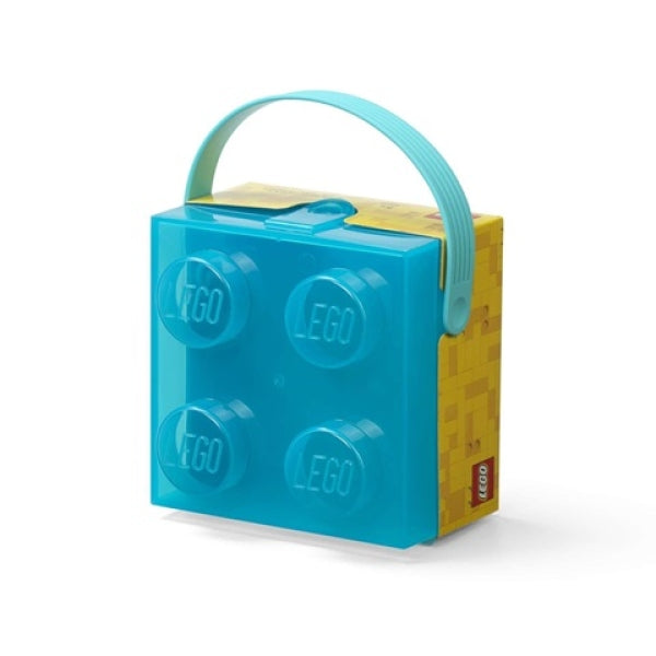 LEGO Lunchbox Brick 4 met Handvat TRANSPARANT BLAUW