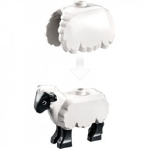 LEGO Schaap met Zwart Hoofd en Poten WIT
