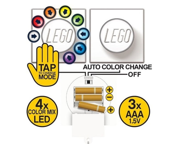 LEGO Siliconen LED Nachtlampje WIT