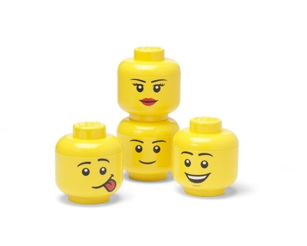 LEGO Opbergbox Hoofd Boy Girl Silly Happy Boy Mini (Set 4 stuks)