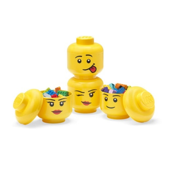 LEGO Opbergbox Hoofd Boy Girl Silly Winky Mini (Set 4 stuks)