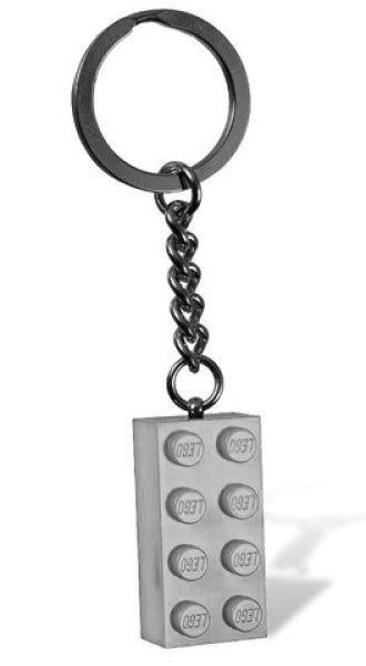 LEGO Sleutelhanger Steen 2x4 LICHTGRIJS