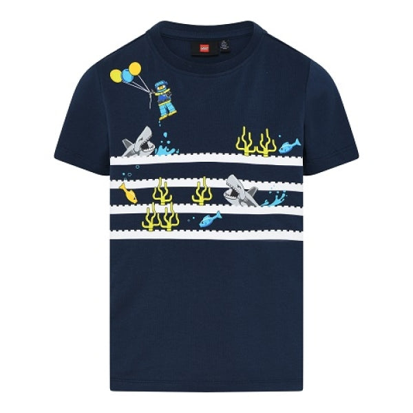 LEGO T-shirt Sharks DONKERBLAUW (LWTAYLOR 310 - Maat 104)