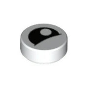 LEGO Tegel Rond 1x1 Oog Gedeeltelijk Dicht Pupil WIT (100 stuks)