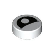 LEGO Tegel Rond 1x1 Oog Gedeeltelijk Dicht Pupil Midden WIT (1