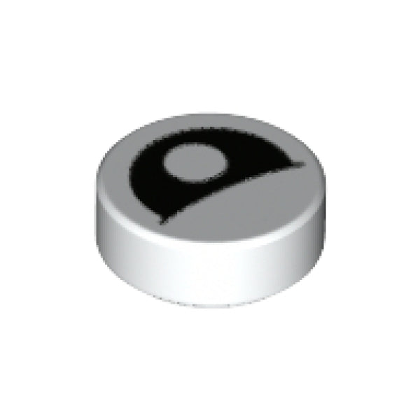 LEGO Tegel Rond 1x1 Oog Gedeeltelijk Dicht Pupil Midden WIT (1